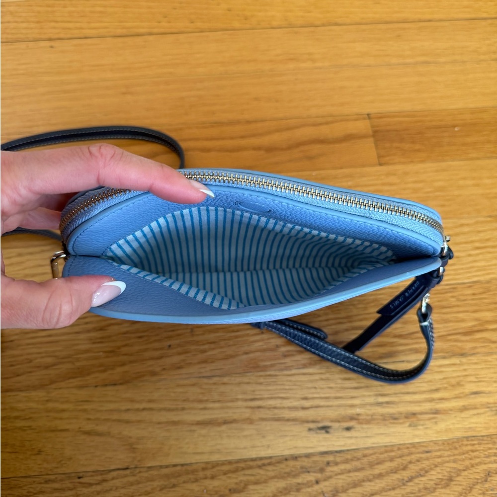 Draper James Two-Tone Light Blue and Navy Leather Crossbody - Picture 7 of 12